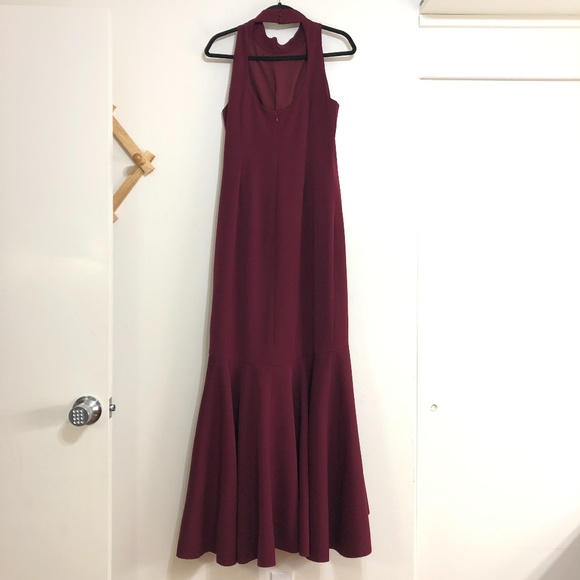 Vince Camuto Mock Neck Embellished Ruffle Hem Gown - Picture 9 of 11